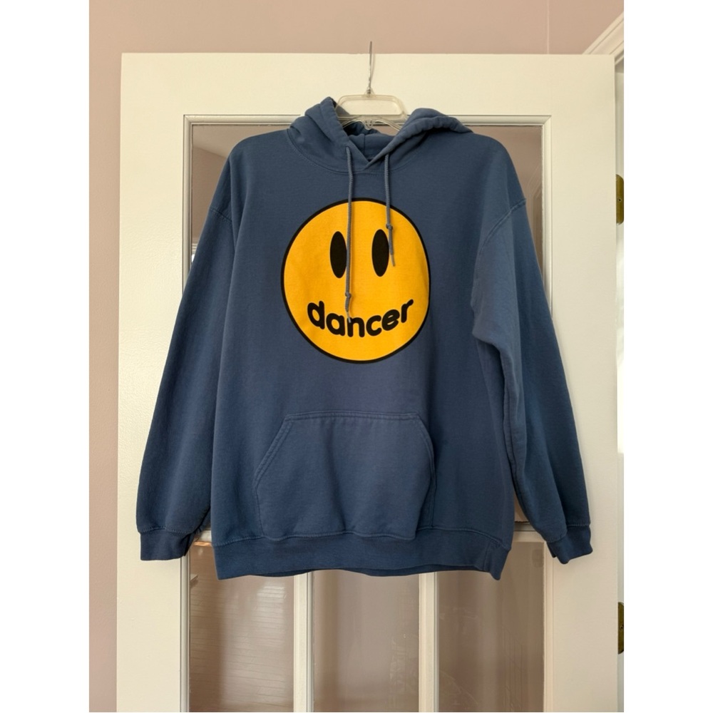 Gildan Navy Blue Dancer Smiley Face Hoodie Sweatshirt